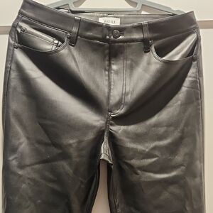 Pistola Black Faux Leather Straight-Leg Pants